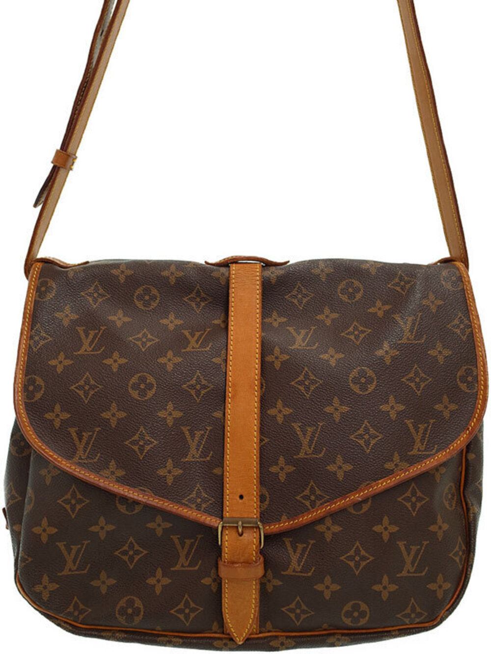 Louis Vuitton Monogram Saumur Crossbody Bag Canvas Leather Brown